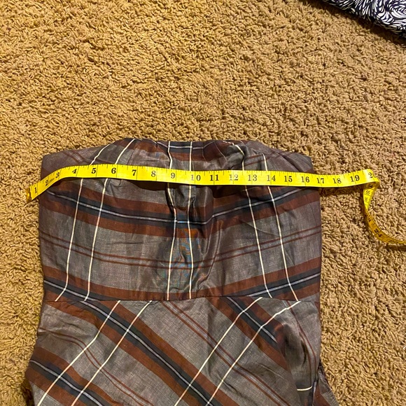 Banana Republic Strapless Plaid Dress Fall Colors Rusty Brown Black Gray Size 6 - Picture 6 of 9